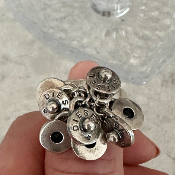 Diesel rivet ring , Silver Size 7 with 8 rivets ,5/8 tapering to 3/8” wide. - Picture 2 of 9